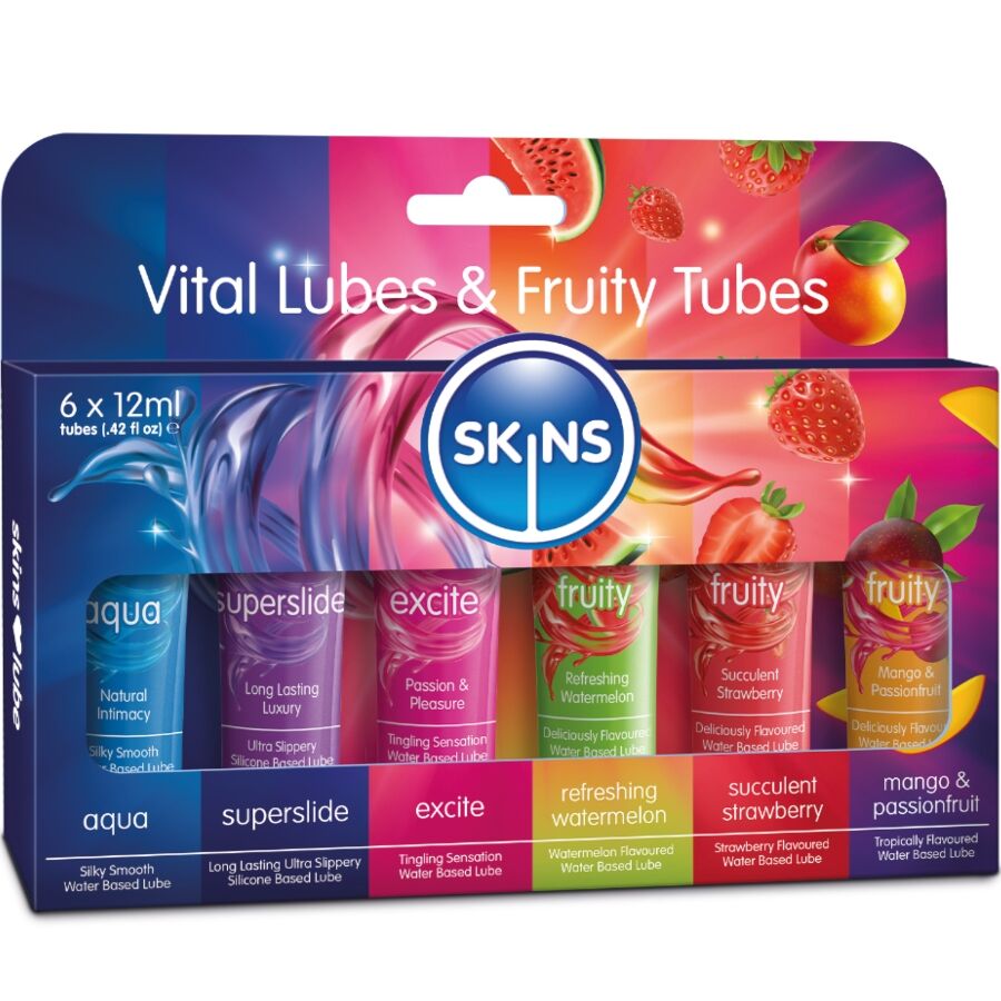 SKINS KIT DE LUBRIFICANTES VITAL FRUITY 6 x 12 ML