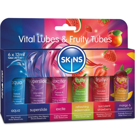 SKINS KIT DE LUBRIFICANTES VITAL FRUITY 6 x 12 ML