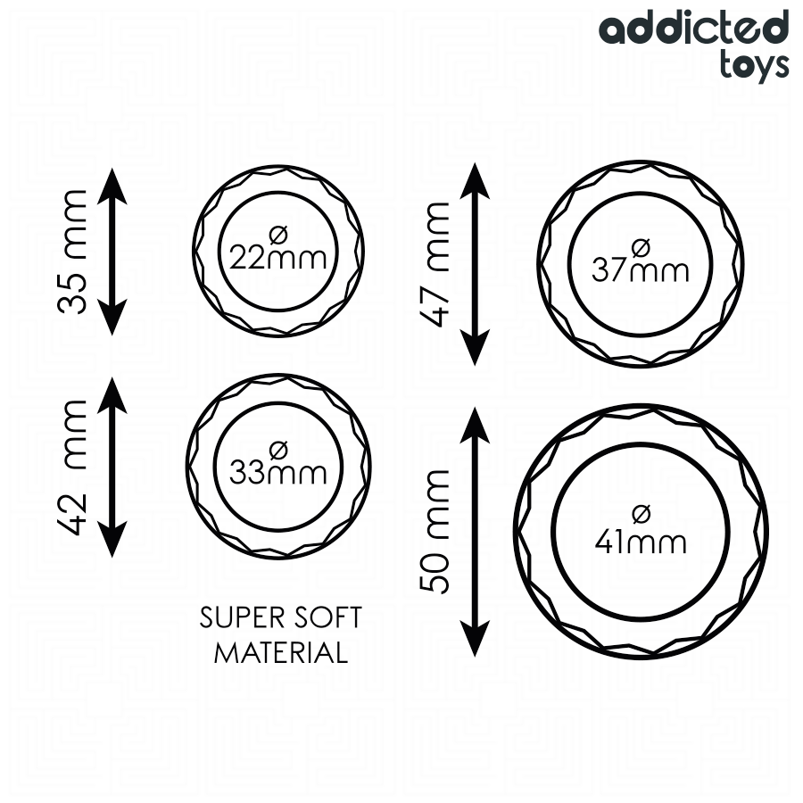 ADDICTED TOYS CONJUNTO DE ANeIS PENIANOS TEXTURIZADOS 4 TAMANHOS