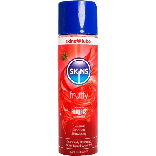 SKINS LUBRIFICANTE a BASE DE aGUA COM SABOR FRUTADO DE MORANGO 130 ML