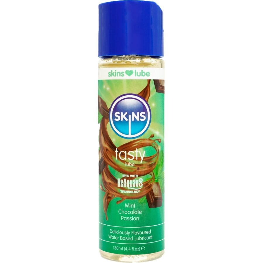 SKINS LUBRIFICANTE SABOROSO a BASE DE aGUA COM SABOR DE HORTELa E CHOCOLATE 130 ML