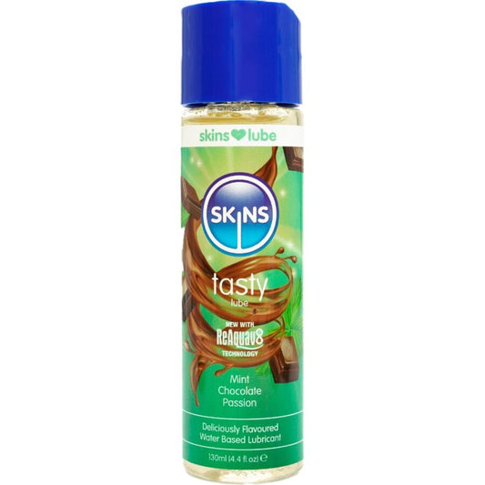 SKINS LUBRIFICANTE SABOROSO a BASE DE aGUA COM SABOR DE HORTELa E CHOCOLATE 130 ML