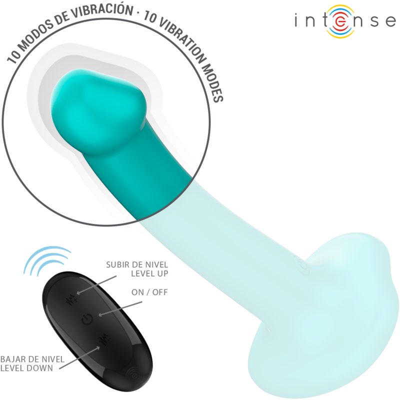INTENSE VIBRADOR KATIE COM VENTOSA 10 VIBRAyoES CONTROLE REMOTO AZUL