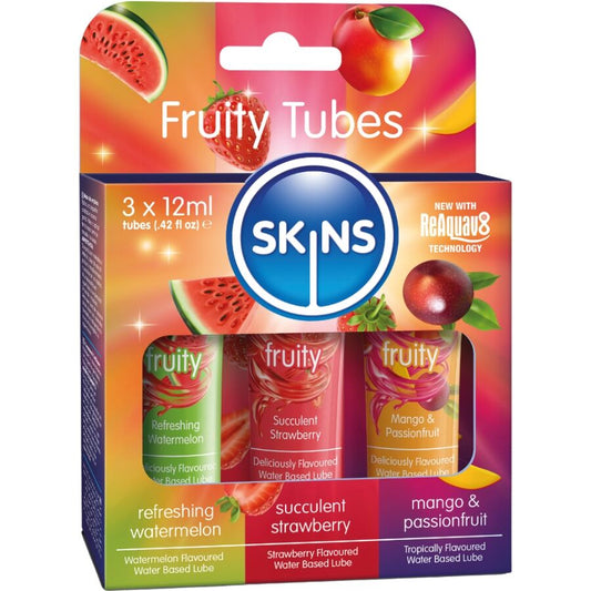 SKINS KIT DE LUBRIFICANTES FRUTADOS MELANCIA MORANGO E MANGA 3 x 12 ML