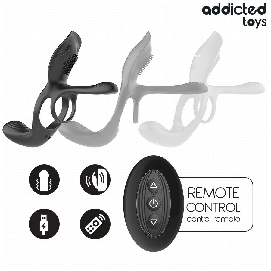 ADDICTED TOYS DOBLE ANILLO PARA EL PENE CON ESTIMULADOR DE CLiTORIS