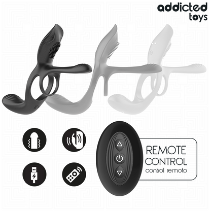 ADDICTED TOYS DOBLE ANILLO PARA EL PENE CON ESTIMULADOR DE CLiTORIS