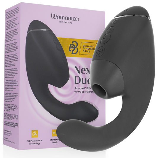 WOMANIZER DUO NEXT ESTIMULADOR DUPLO DE CLITOR E PONTO G PRETO