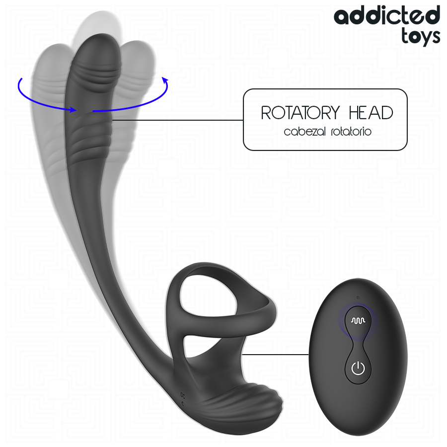 ADDICTED TOYS PLUG ANAL COM VIBRAyaO OSCILAyaO 360º E ESTIMULADOR DE TESTiCULOS