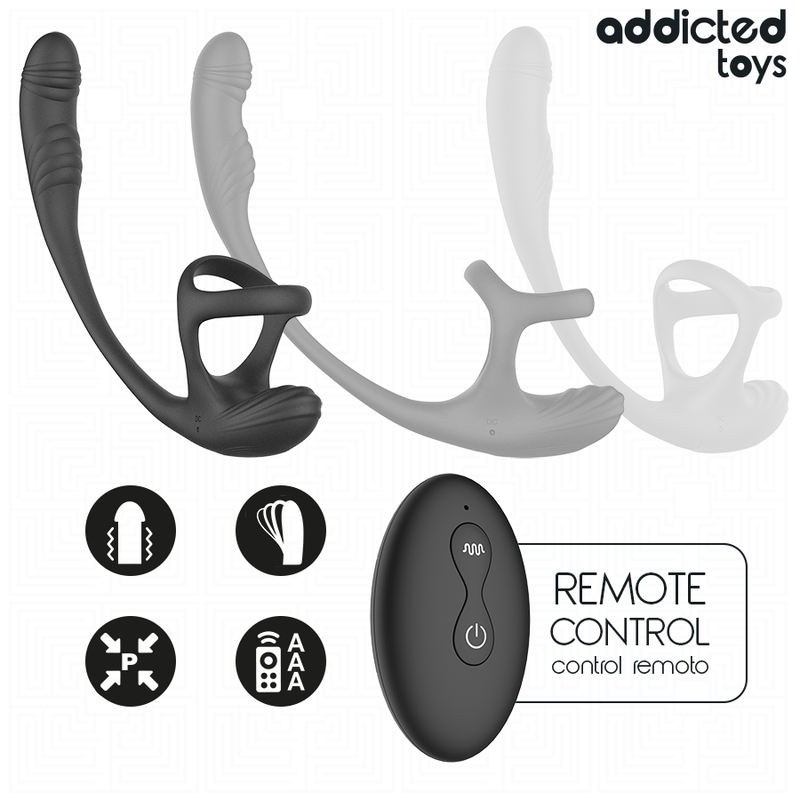 ADDICTED TOYS PLUG ANAL COM VIBRAyaO OSCILAyaO 360º E ESTIMULADOR DE TESTiCULOS