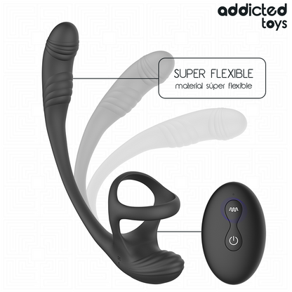 ADDICTED TOYS PLUG ANAL COM VIBRAyaO OSCILAyaO 360º E ESTIMULADOR DE TESTiCULOS