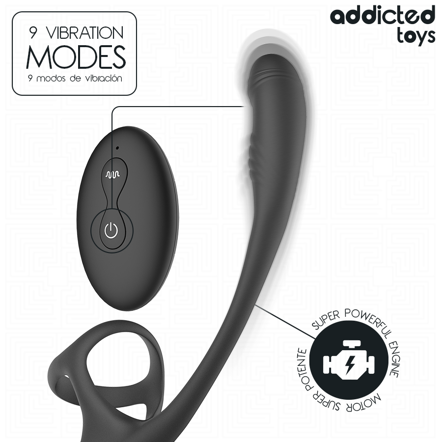 ADDICTED TOYS PLUG ANAL COM VIBRAyaO OSCILAyaO 360º E ESTIMULADOR DE TESTiCULOS