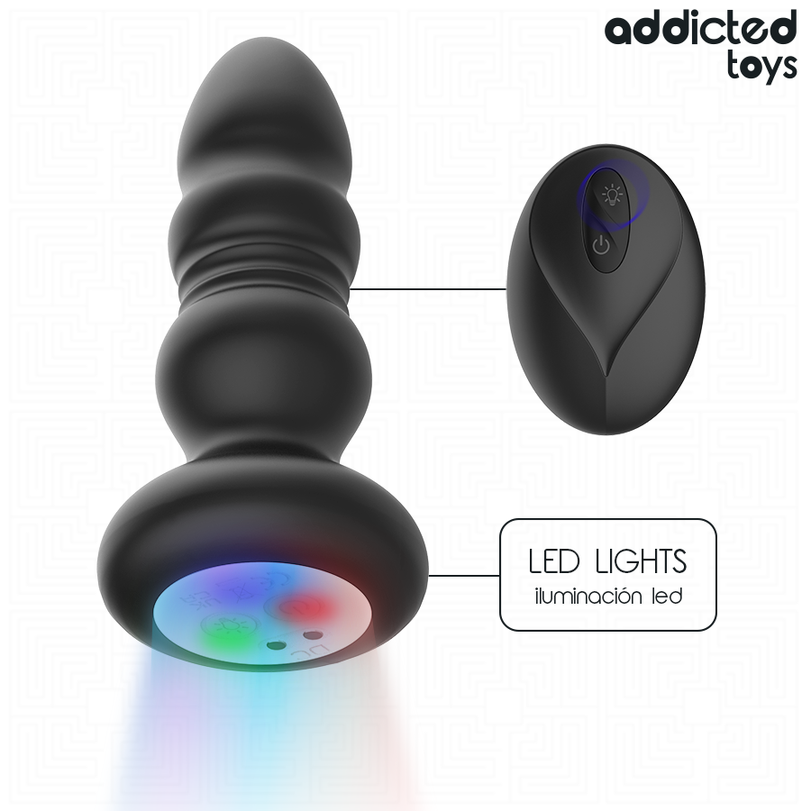 ADDICTED TOYS PLUG ANAL GIRAToRIO VIBRAToRIO COM LUZ LED E CONTROLE REMOTO