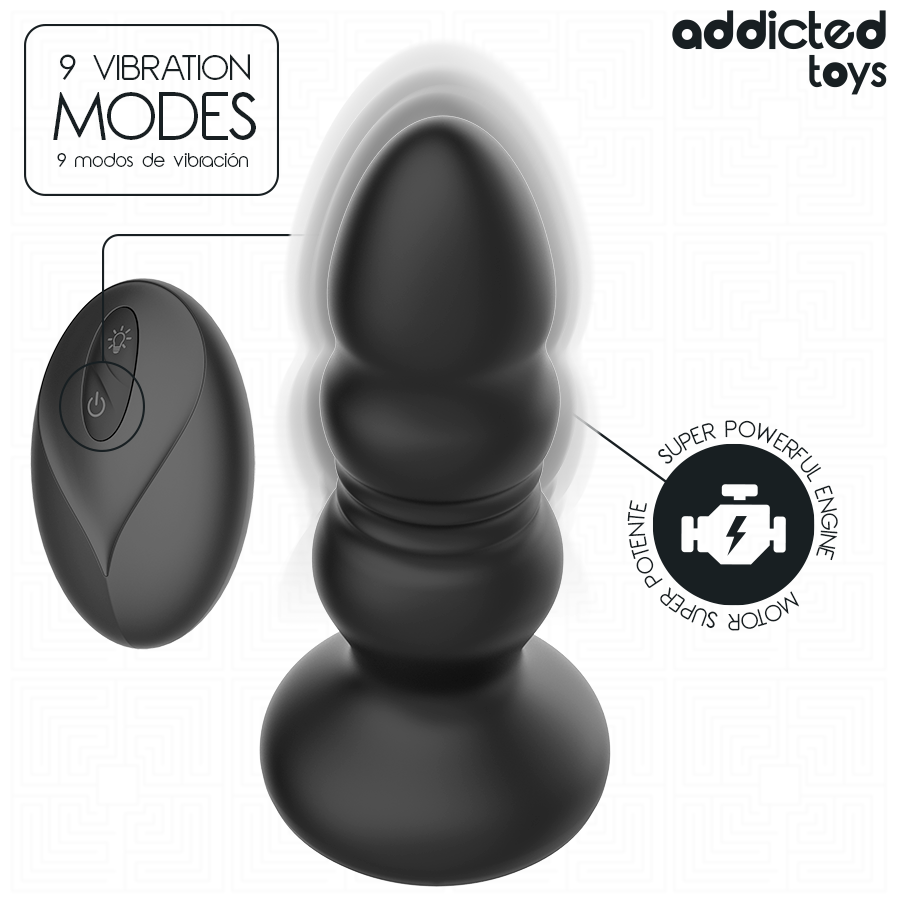 ADDICTED TOYS PLUG ANAL GIRAToRIO VIBRAToRIO COM LUZ LED E CONTROLE REMOTO
