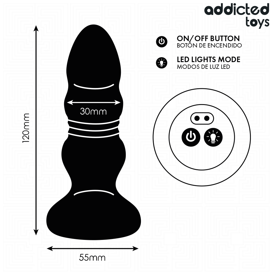 ADDICTED TOYS PLUG ANAL GIRAToRIO VIBRAToRIO COM LUZ LED E CONTROLE REMOTO