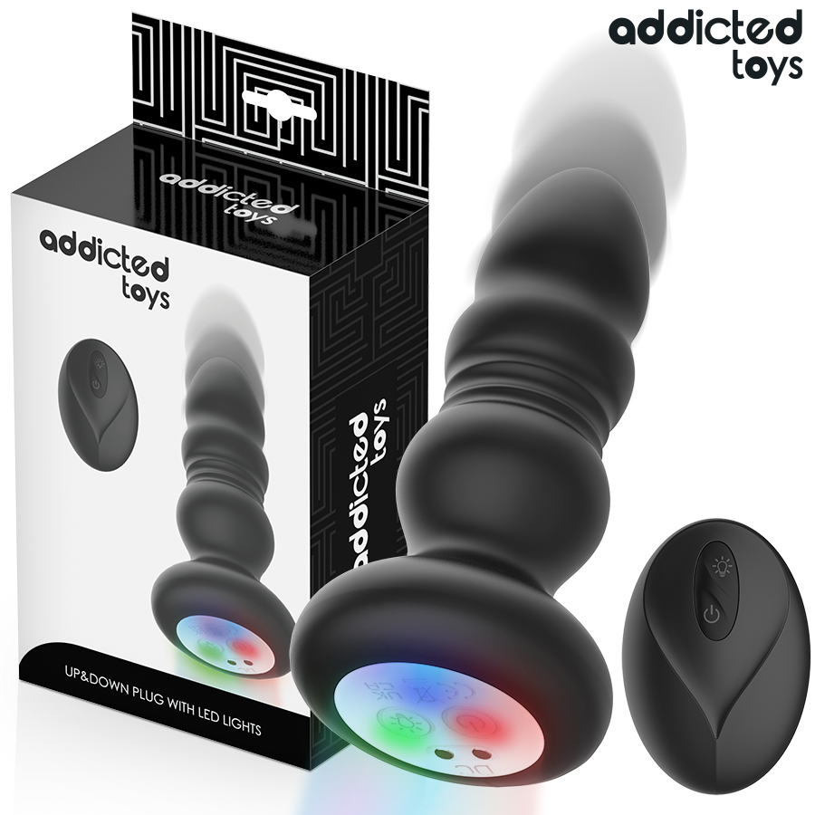 ADDICTED TOYS PLUG ANAL GIRAToRIO VIBRAToRIO COM LUZ LED E CONTROLE REMOTO
