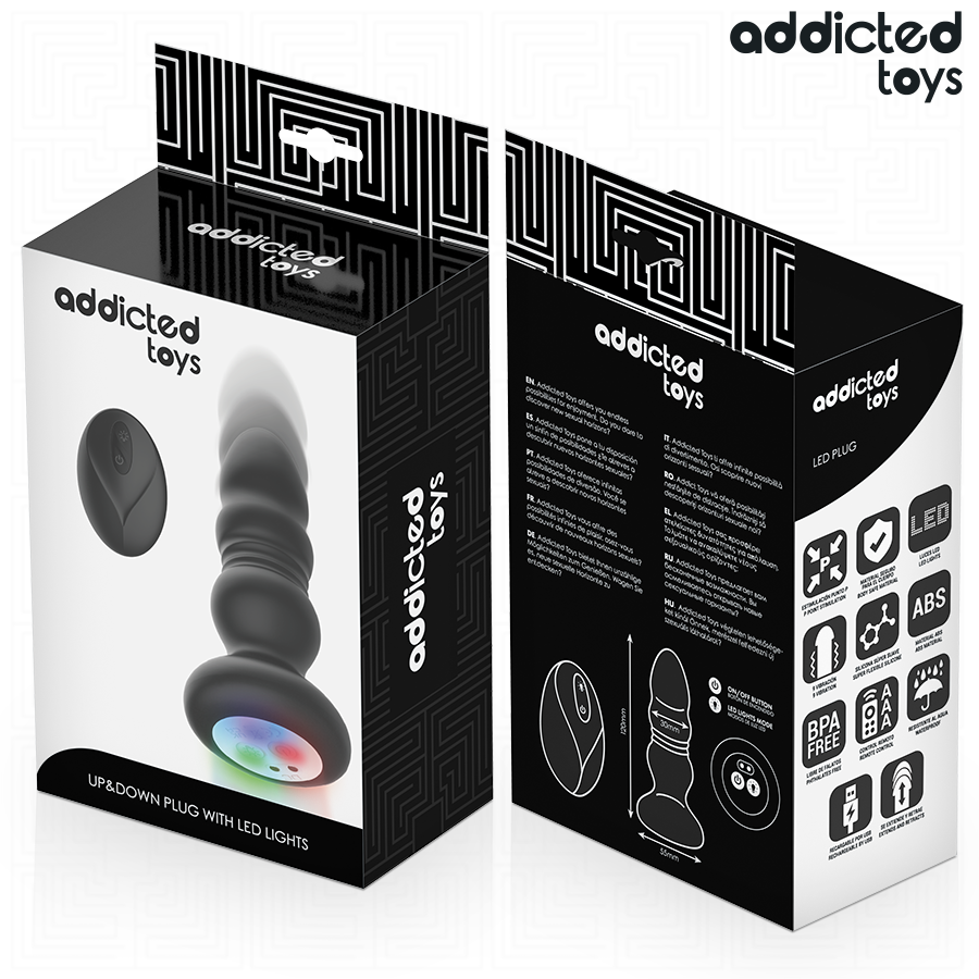 ADDICTED TOYS PLUG ANAL GIRAToRIO VIBRAToRIO COM LUZ LED E CONTROLE REMOTO