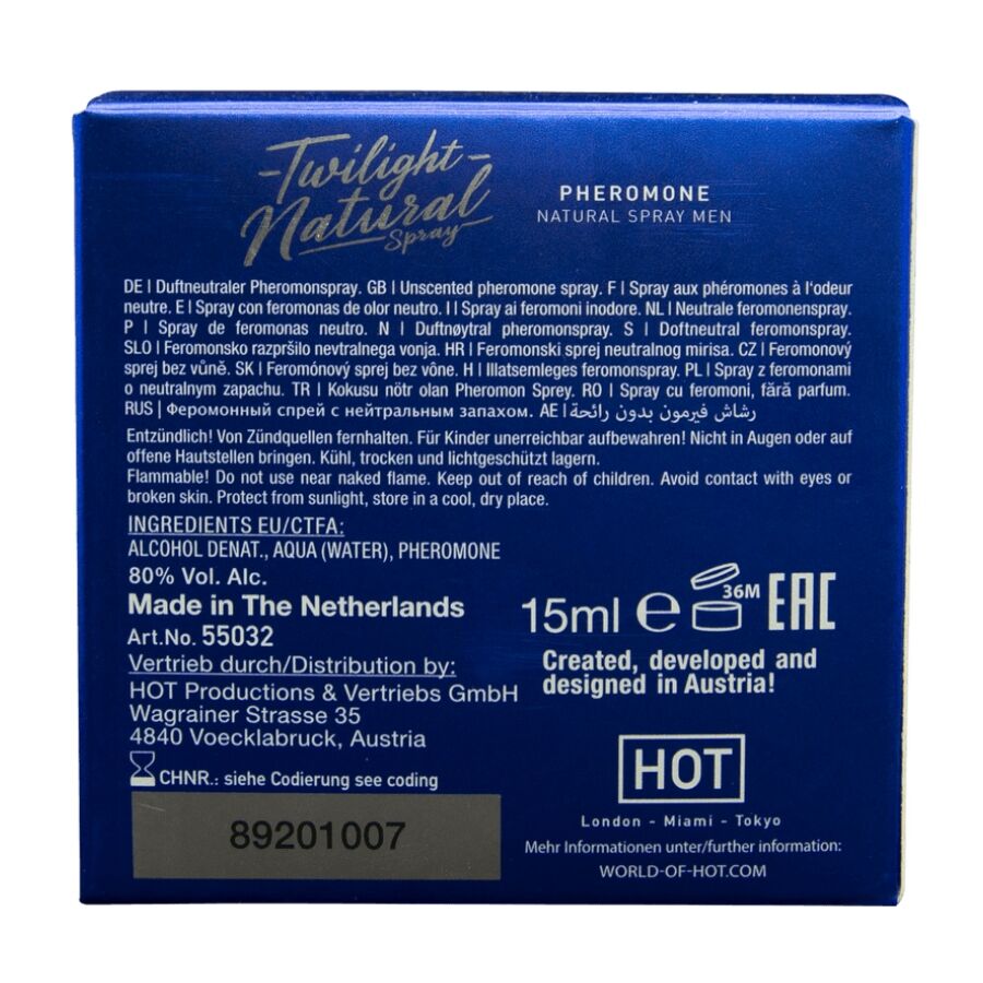 HOT FEROMoNIO CREPuSCULO NATURAL PARA HOMENS 15 ML