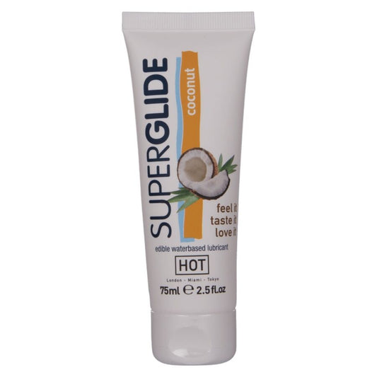 HOT SUPERGLIDE LUBRIFICANTE COMESTiVEL a BASE DE aGUA COM COCO 75 ML