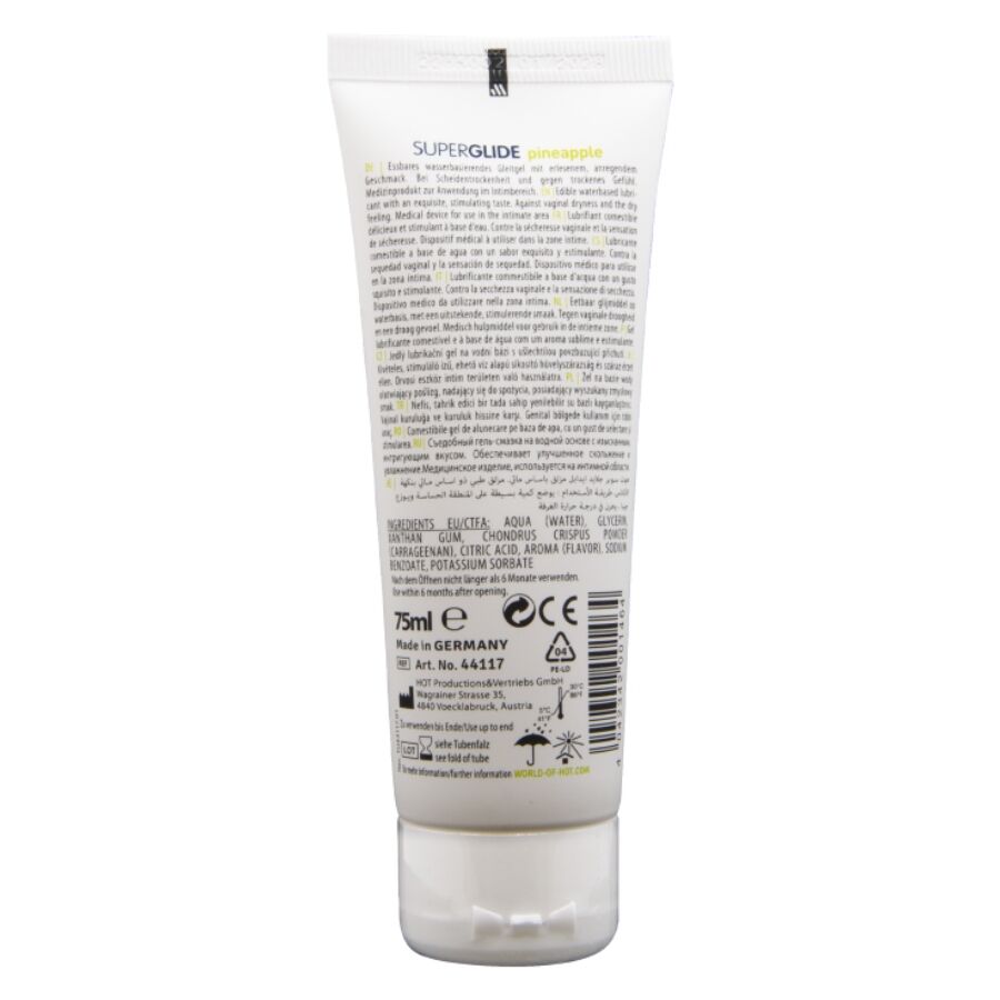 HOT SUPERGLIDE LUBRIFICANTE COMESTiVEL a BASE DE aGUA COM SABOR ABACAXI 75 ML