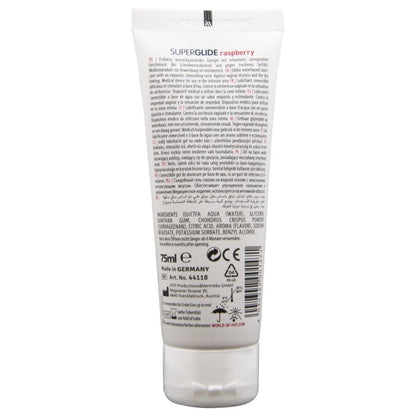 HOT SUPERGLIDE LUBRIFICANTE COMESTiVEL a BASE DE aGUA COM SABOR FRAMBOESA 75 ML