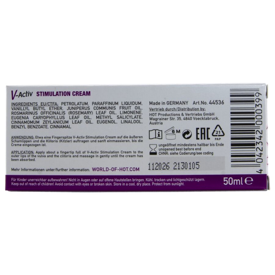 HOT CREME ESTIMULANTE V ACTIV PARA MULHERES 50 ML