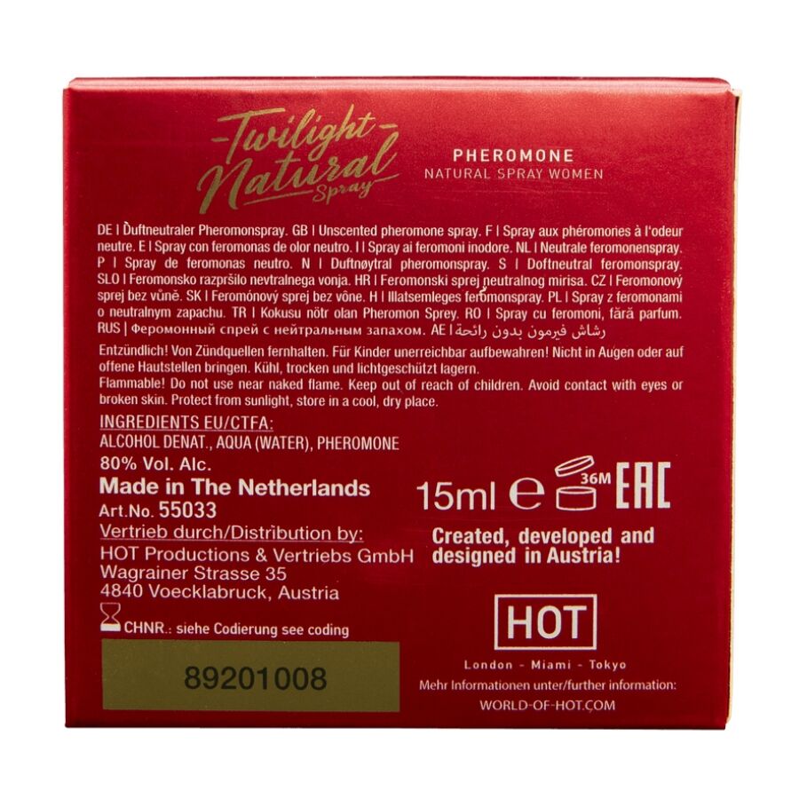 HOT FEROMoNIO CREPuSCULO NATURAL PARA MULHERES 15 ML