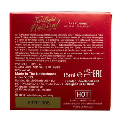 HOT FEROMoNIO CREPuSCULO NATURAL PARA MULHERES 15 ML