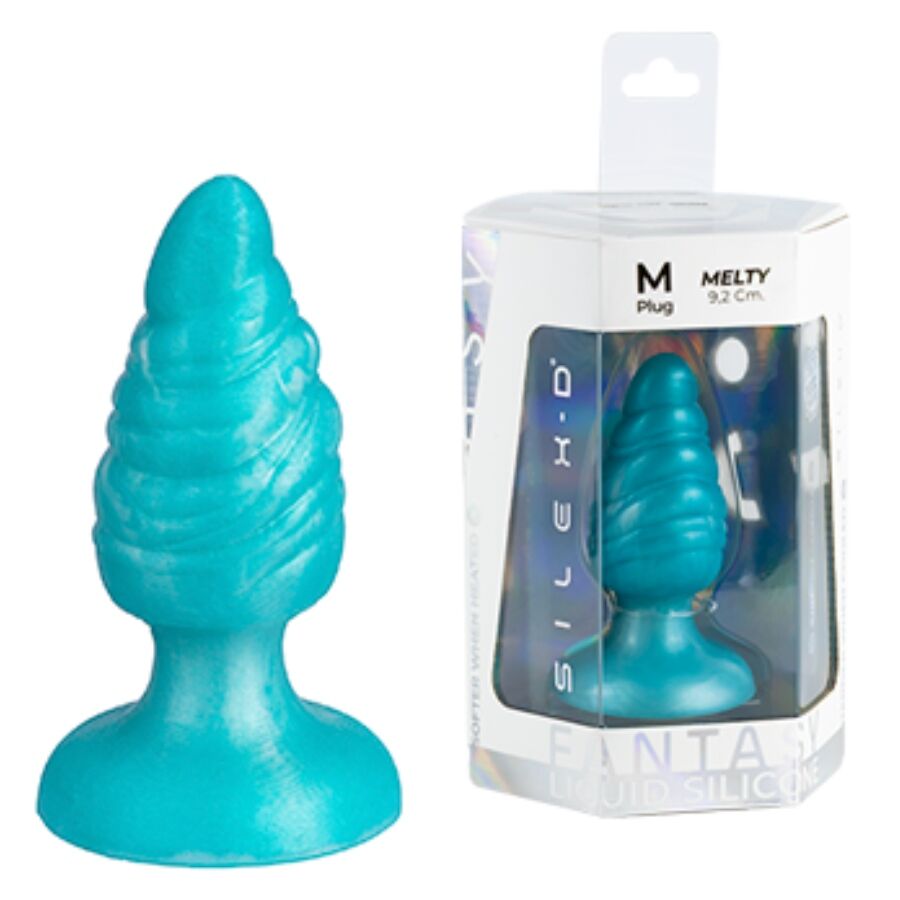 SILEXD MELTY PLUG ANAL DE DERRETIMENTO FANTASY DE SILICONE LiQUIDO TERMOREATIVO AZUL CELESTIAL 92 CM