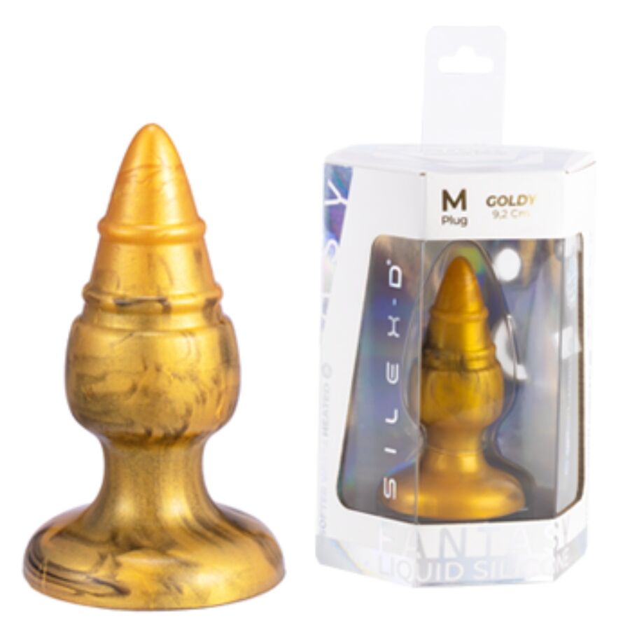 SILEXD GOLDY PLUG ANAL FANTASY DE SILICONE LiQUIDO TERMOREATIVO DOURADO 92 CM