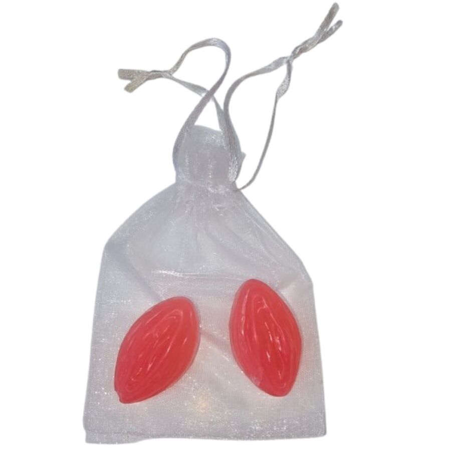 DIABLO PICANTE 2 SABONETES PERFUMADOS EM FORMATO DE VAGINA VERMELHOS