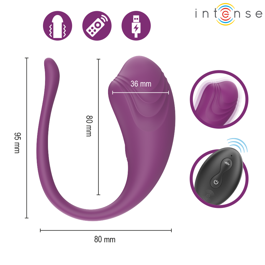 INTENSE OVO VIBRAToRIO ROXO OLIVIA COM CONTROLE REMOTO