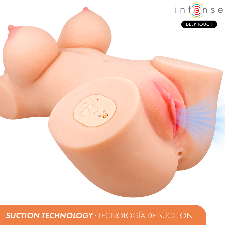 INTENSE DEEP TOUCH VERO TORSO aNUS E VAGINA COM SUCyaO CALOR VIBRAyaO E EFEITOS DE VOZ COM CONTROLE REMOTO 55 KG