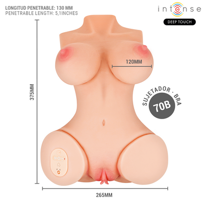 INTENSE DEEP TOUCH VERO TORSO aNUS E VAGINA COM SUCyaO CALOR VIBRAyaO E EFEITOS DE VOZ COM CONTROLE REMOTO 55 KG
