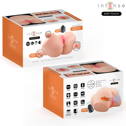 INTENSE DEEP TOUCH MASTURBADOR ANAL E VAGINAL NICOLE COM EFEITOS DE SUCyaO CALOR VIBRAyaO E VOZ COM CONTROLE REMOTO 53 KG