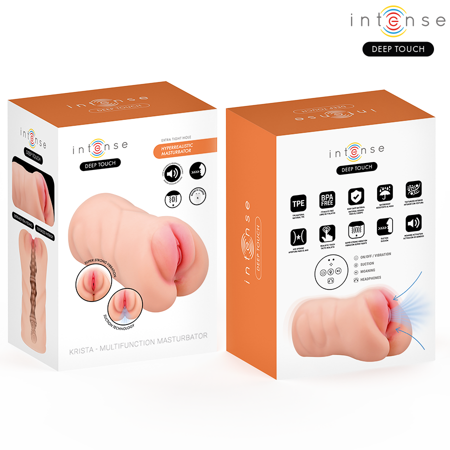 INTENSE DEEP TOUCH KRISTA MASTURBADOR VAGINAL VIBRAToRIO COM GEMIDOS E CONTROLE REMOTO