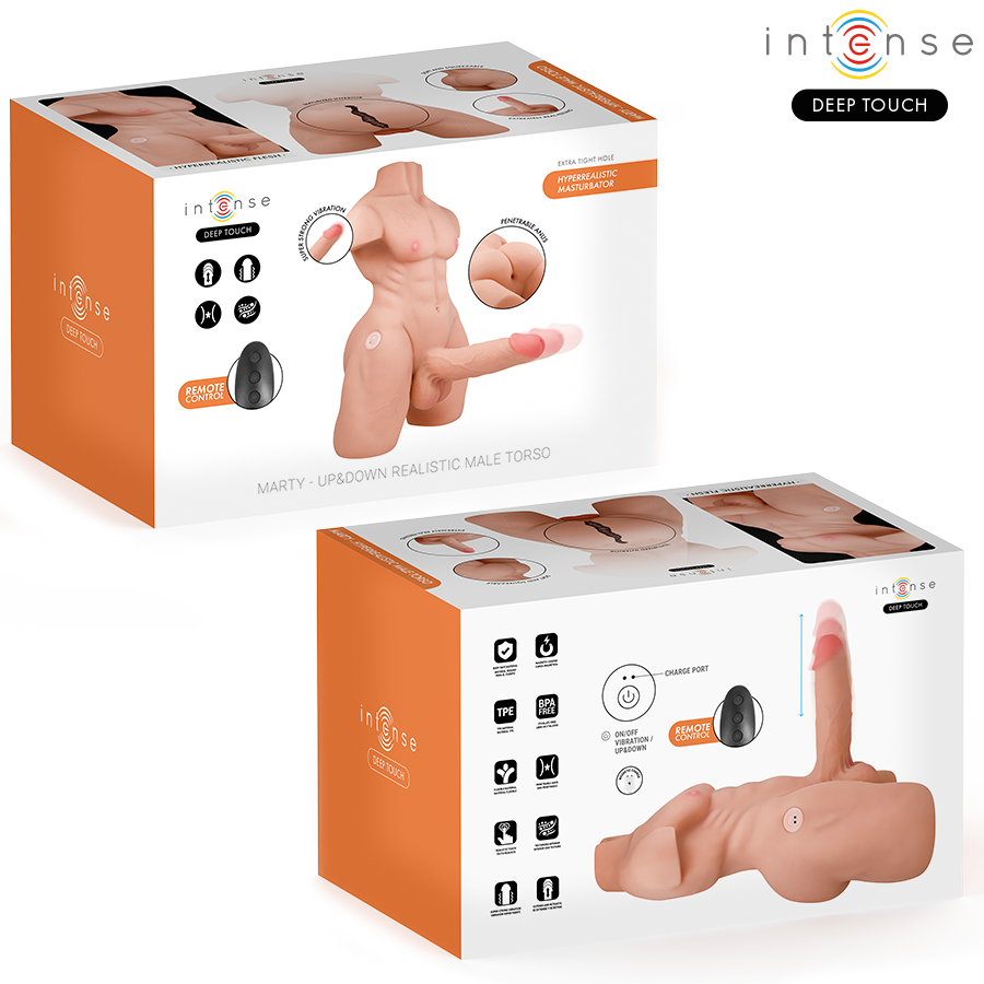 INTENSE DEEP TOUCH TORSO MARTY COM aNUS E DILDO REALISTA COM FUNyaO DE PRESSaO E VIBRAyaO CONTROLE REMOTO 62 KG