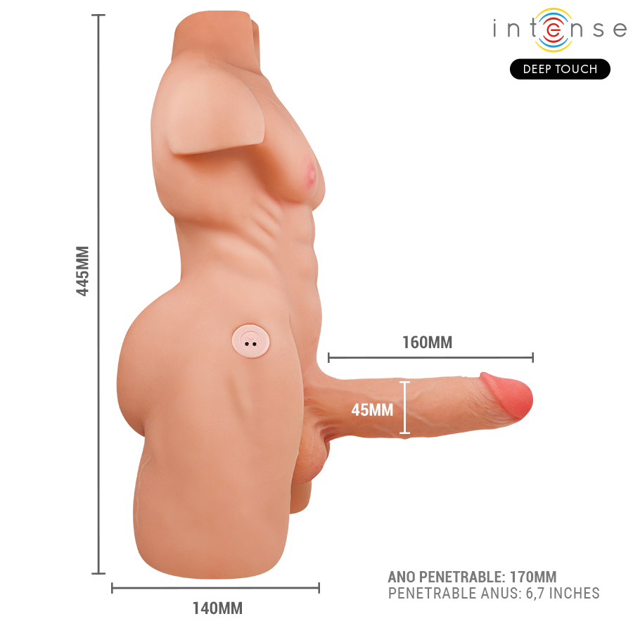 INTENSE DEEP TOUCH TORSO MARTY COM aNUS E DILDO REALISTA COM FUNyaO DE PRESSaO E VIBRAyaO CONTROLE REMOTO 62 KG