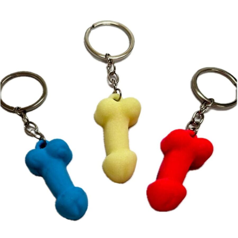 DIABLO PICANTE CHAVEIRO DE PeNIS DE SILICONE COM CORES FOSFORESCENTES VARIADAS