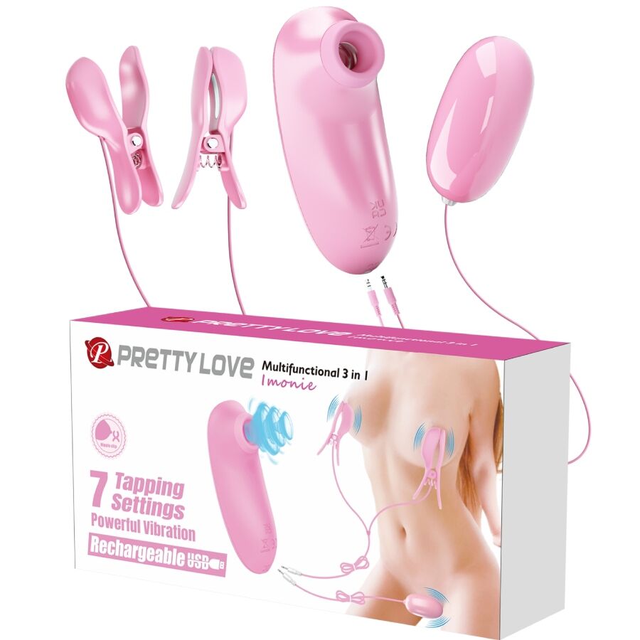 PRETTY LOVE IMONIE KIT MULTIFUNCIONAL 3 EM 1 COM VENTOSA MAMILOS E CLIToRIS