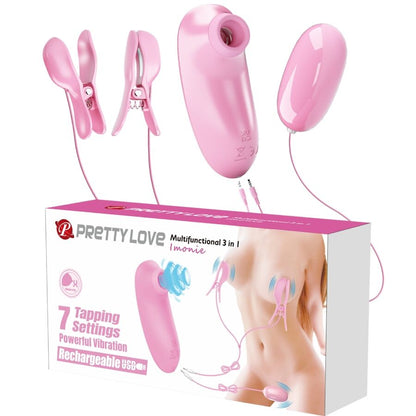 PRETTY LOVE IMONIE KIT MULTIFUNCIONAL 3 EM 1 COM VENTOSA MAMILOS E CLIToRIS