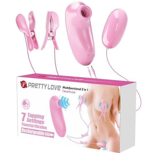 PRETTY LOVE IMONIE KIT MULTIFUNCIONAL 3 EM 1 COM VENTOSA MAMILOS E CLIToRIS