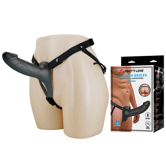 PRETTY LOVE LANDON BLACK VIBRATING STRAP ON