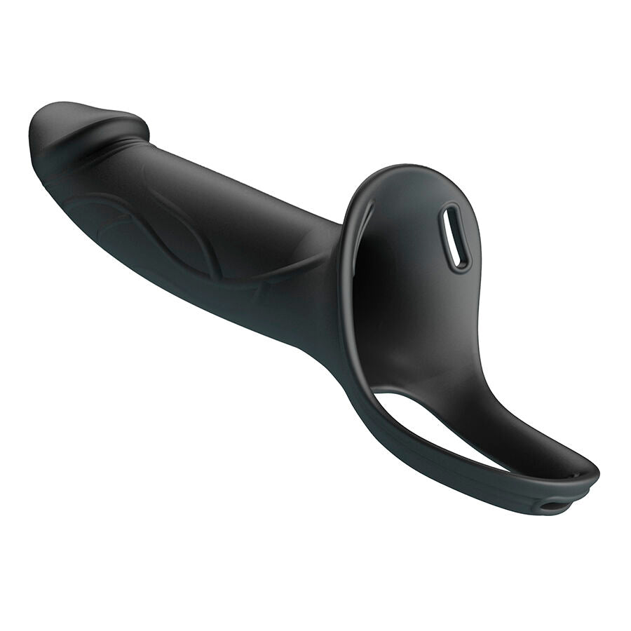 PRETTY LOVE LANDON BLACK VIBRATING STRAP ON