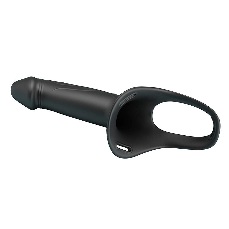 PRETTY LOVE LANDON BLACK VIBRATING STRAP ON