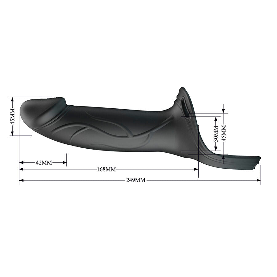 PRETTY LOVE LANDON BLACK VIBRATING STRAP ON