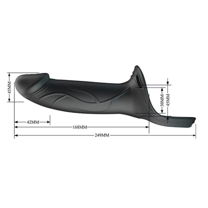 PRETTY LOVE LANDON BLACK VIBRATING STRAP ON