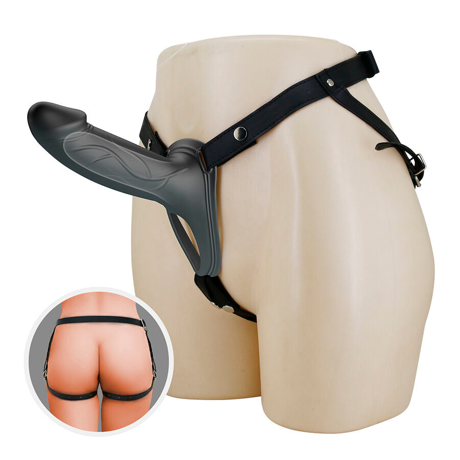 PRETTY LOVE LANDON BLACK VIBRATING STRAP ON