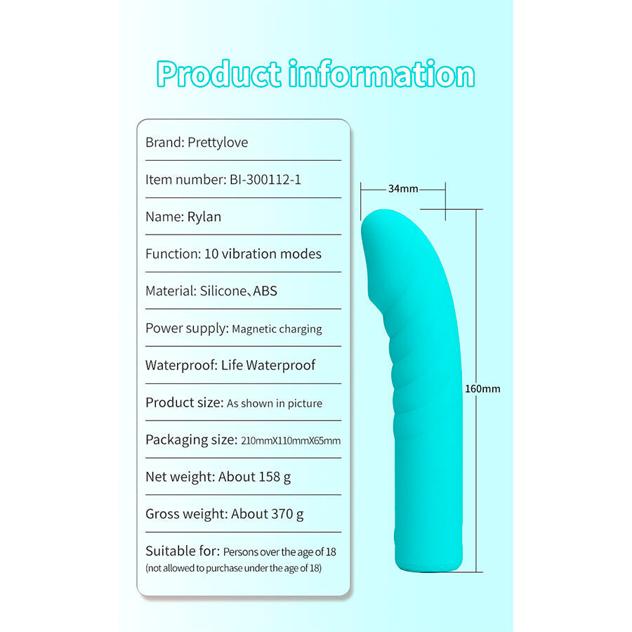 PRETTY LOVE RYLAN VIBRADOR AZUL PARA PONTO G