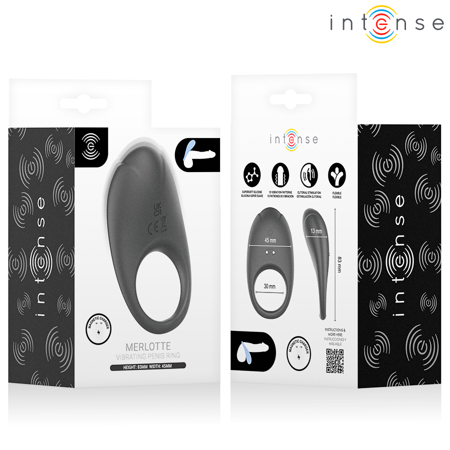INTENSE MERLOTTE ANILLO VIBRADOR CON ESTIMULACIoN DE CLiTORIS NEGRO