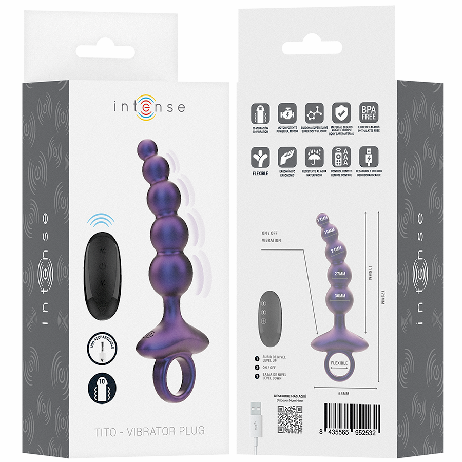 INTENSE TITO VIBRADOR ANAL PLUG MODELO 3 CONTROLE REMOTO